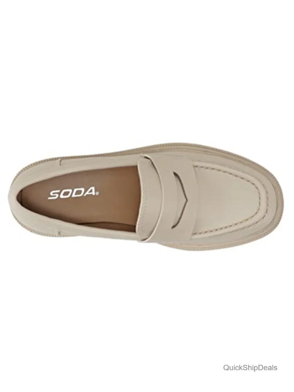Soda Eureka Women Slip On Platform Penny Loafer Lug Sole Stitched Detail